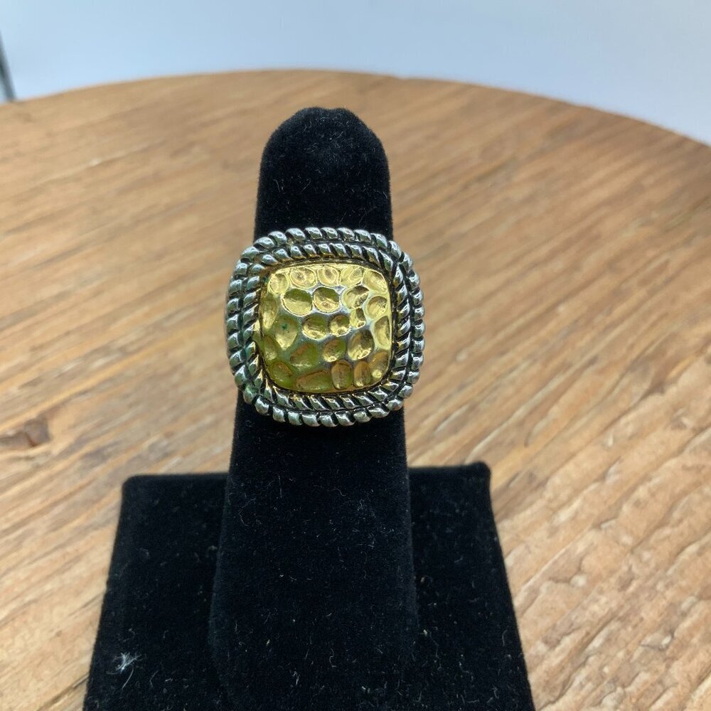 Mixed Metal Silvertone Hammered Distressed Gold Tone Ring 7